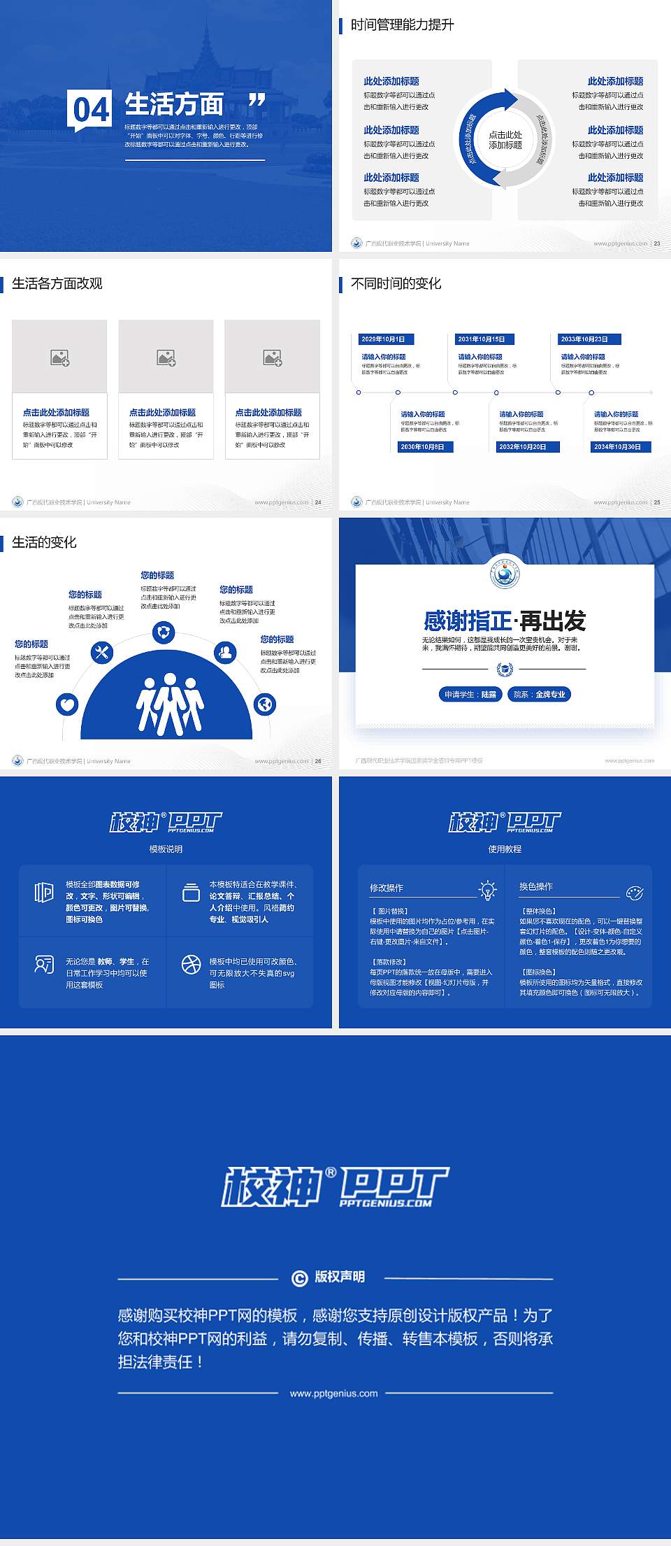 广西现代职业技术学院专用国家奖学金答辩PPT模板4:3格式幻灯片预览图4
