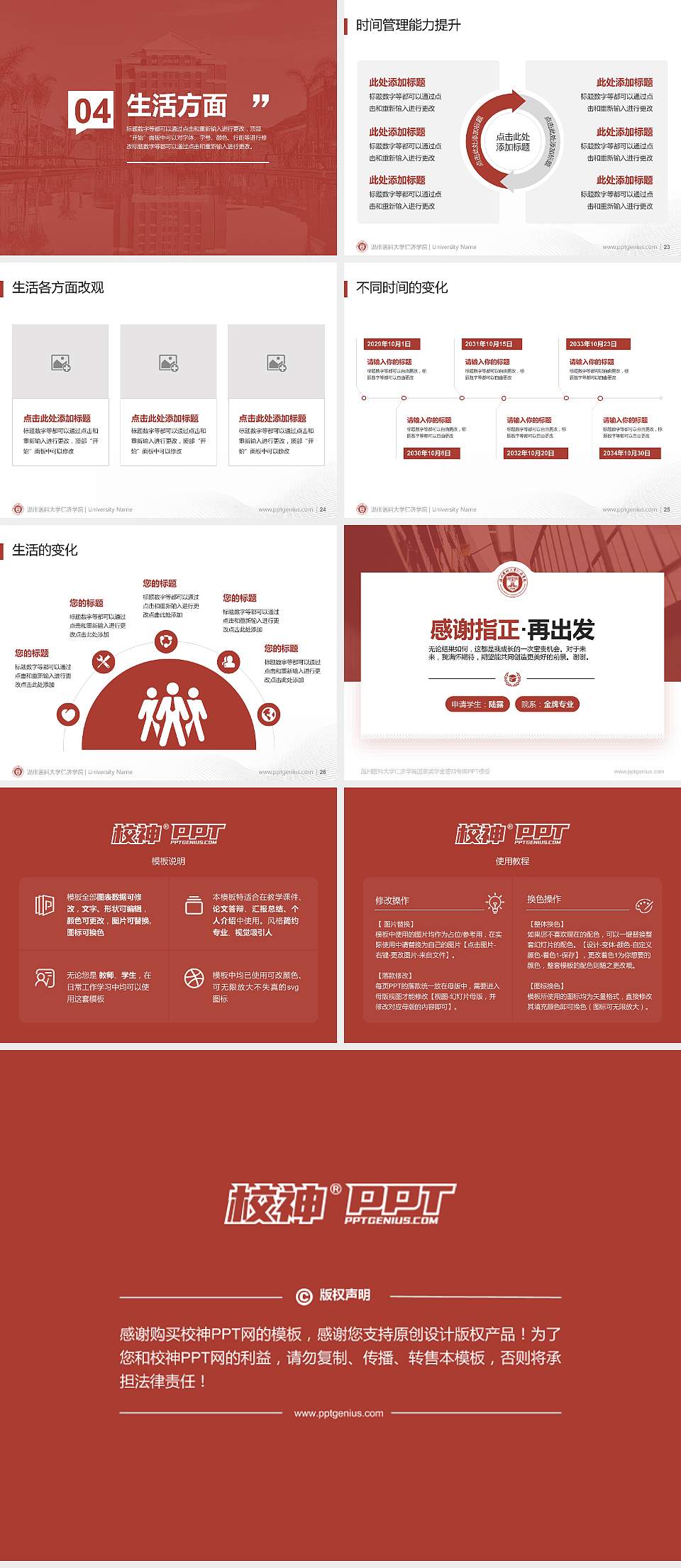 温州医科大学仁济学院专用国家奖学金答辩PPT模板4:3格式幻灯片预览图4