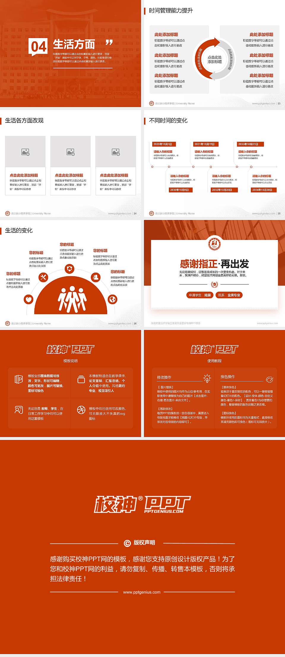 湖北职业技术学院专用国家奖学金答辩PPT模板4:3格式幻灯片预览图4