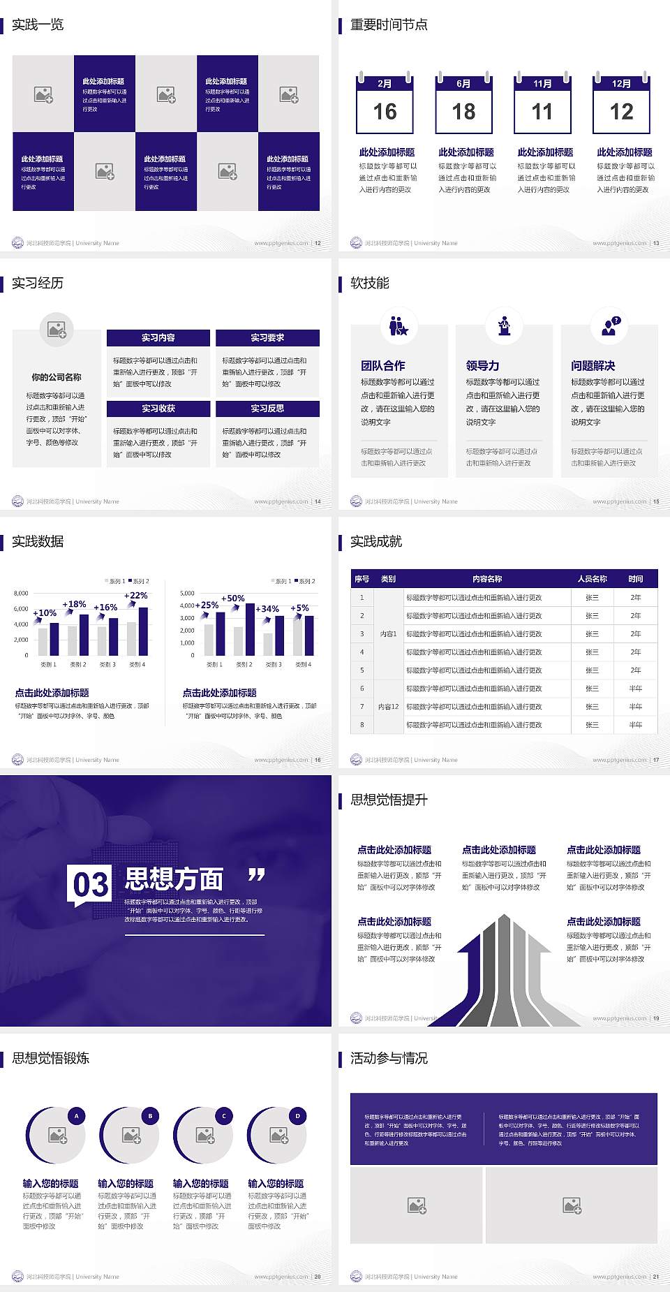 河北科技师范学院专用国家奖学金答辩PPT模板4:3格式幻灯片预览图3