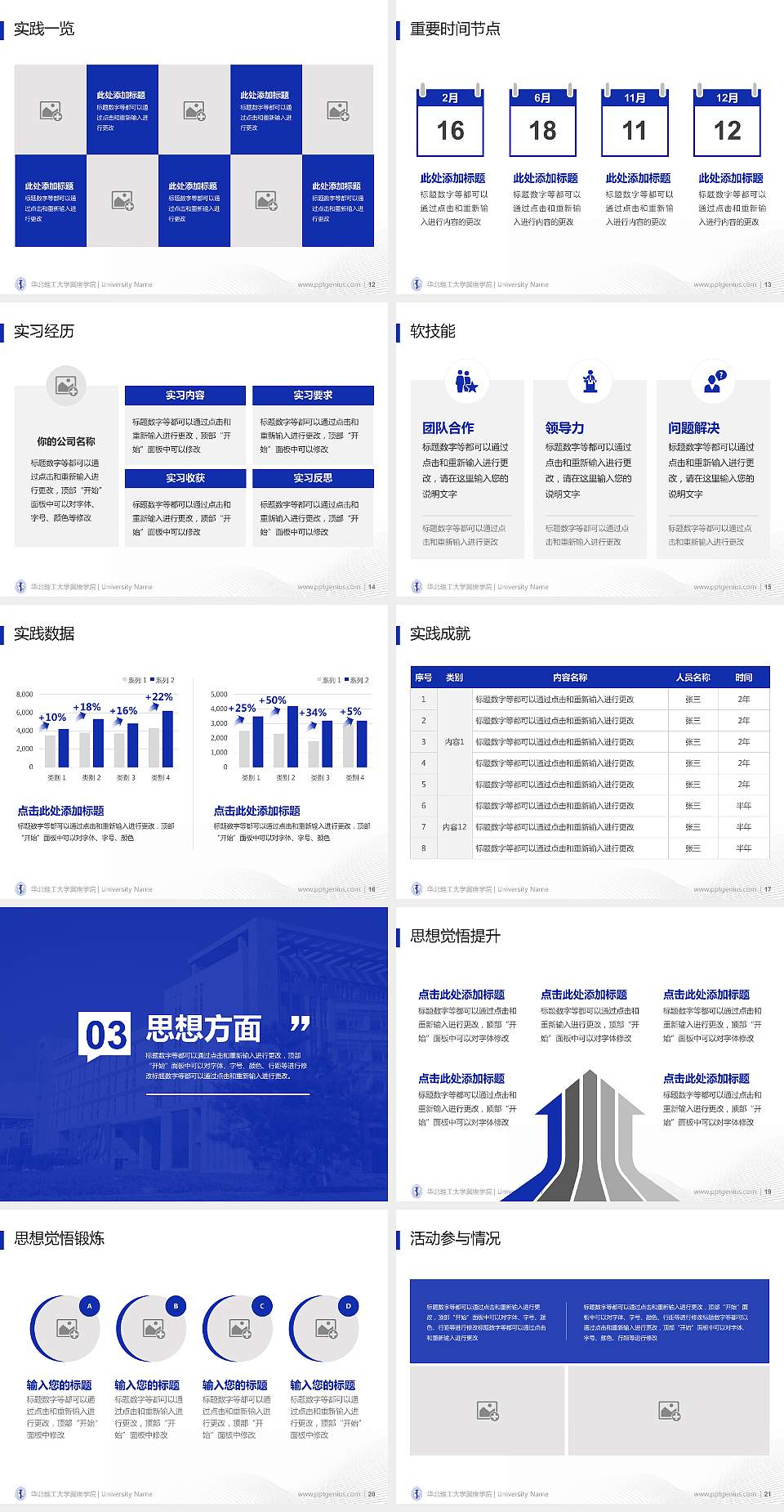 华北理工大学冀唐学院专用国家奖学金答辩PPT模板4:3格式幻灯片预览图3