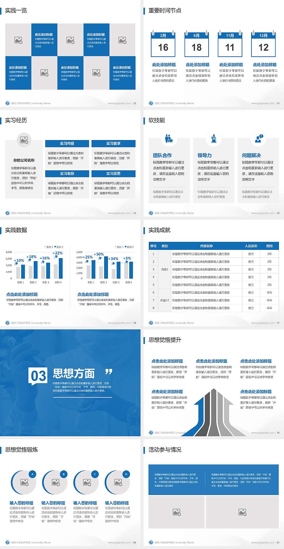 廊坊卫生职业学院专用国家奖学金答辩PPT模板4:3格式幻灯片预览图3