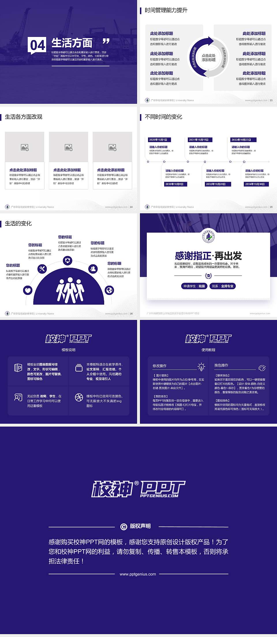 广州华南商贸职业学院专用国家奖学金答辩PPT模板4:3格式幻灯片预览图4