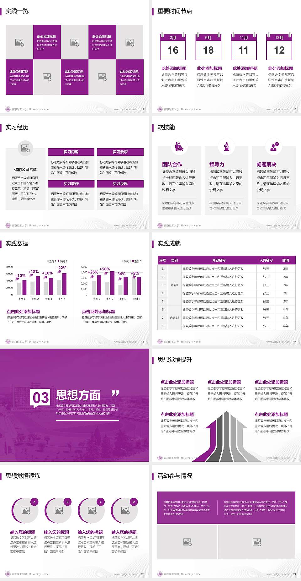 南京理工大学专用国家奖学金答辩PPT模板4:3格式幻灯片预览图3