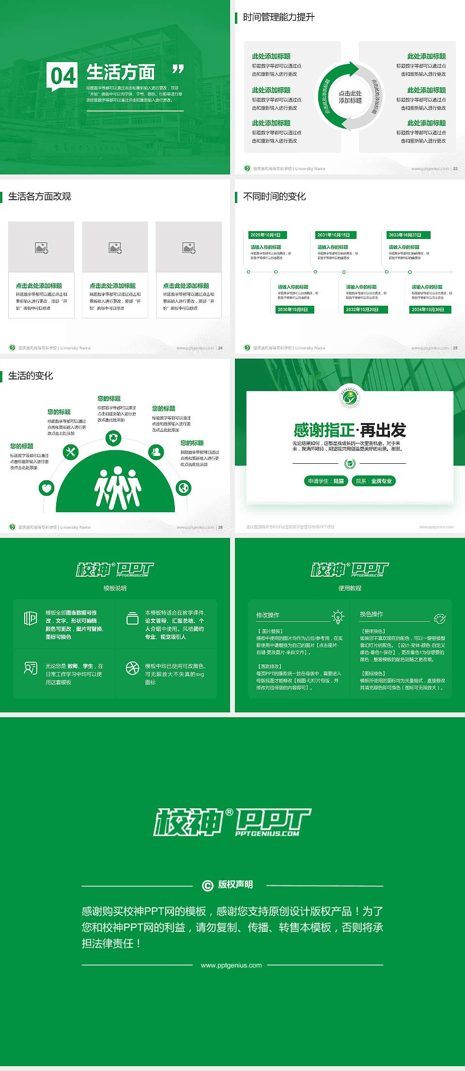 重庆医药高等专科学校专用国家奖学金答辩PPT模板4:3格式幻灯片预览图4