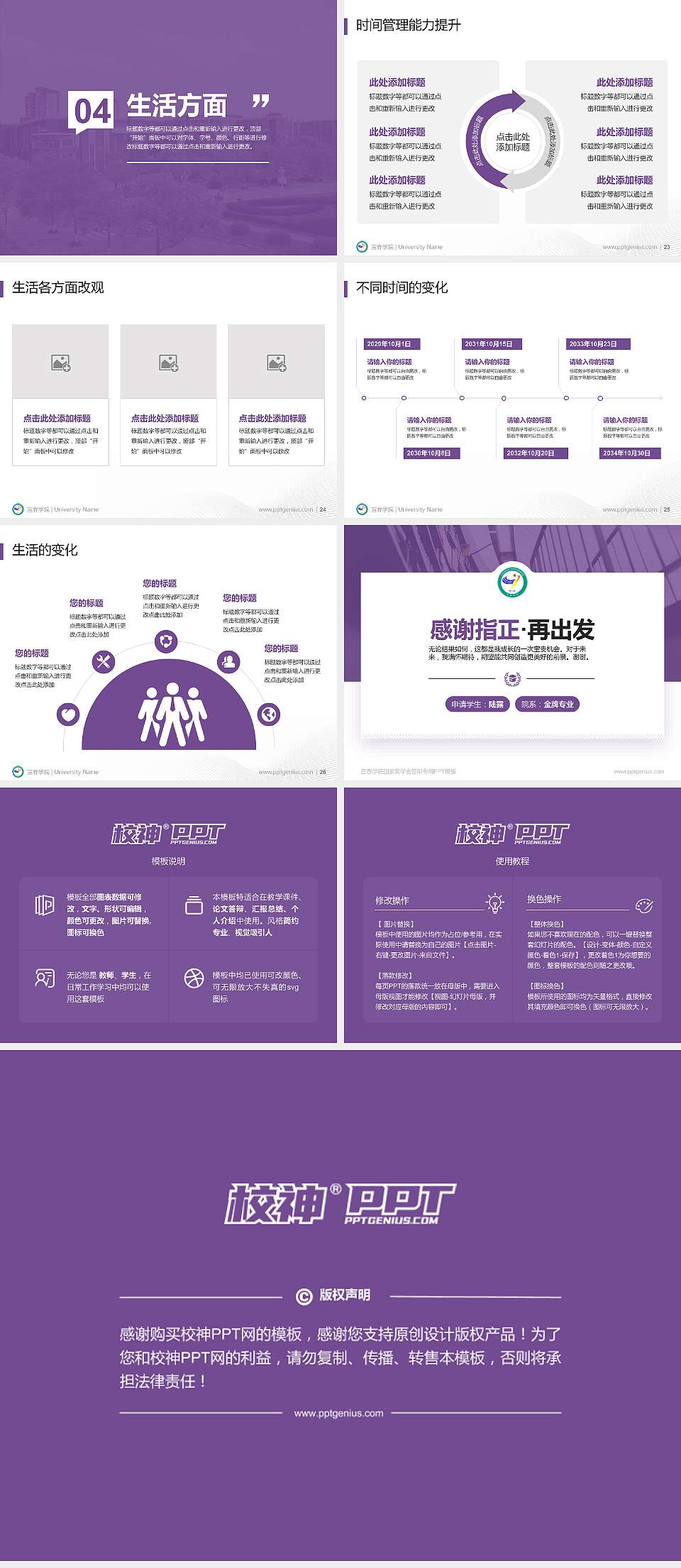 宜春学院专用国家奖学金答辩PPT模板4:3格式幻灯片预览图4