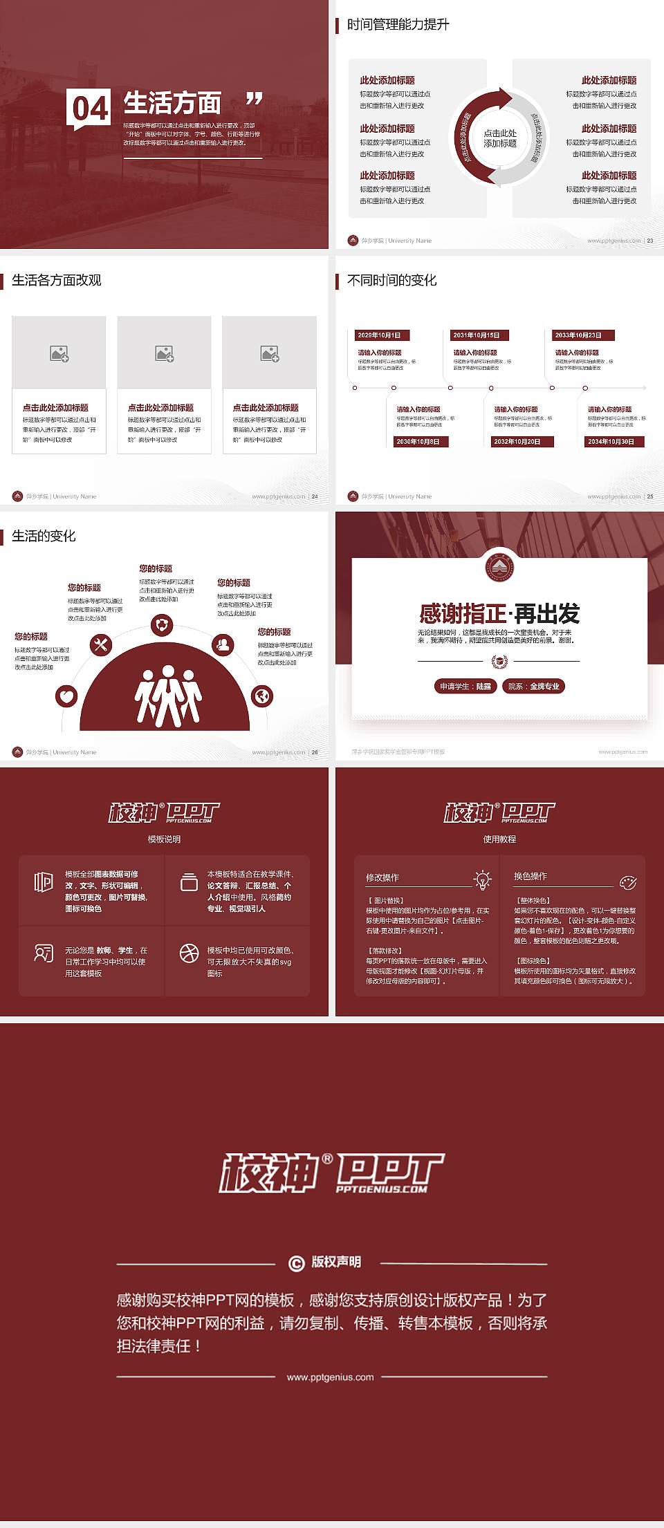 萍乡学院专用国家奖学金答辩PPT模板4:3格式幻灯片预览图4