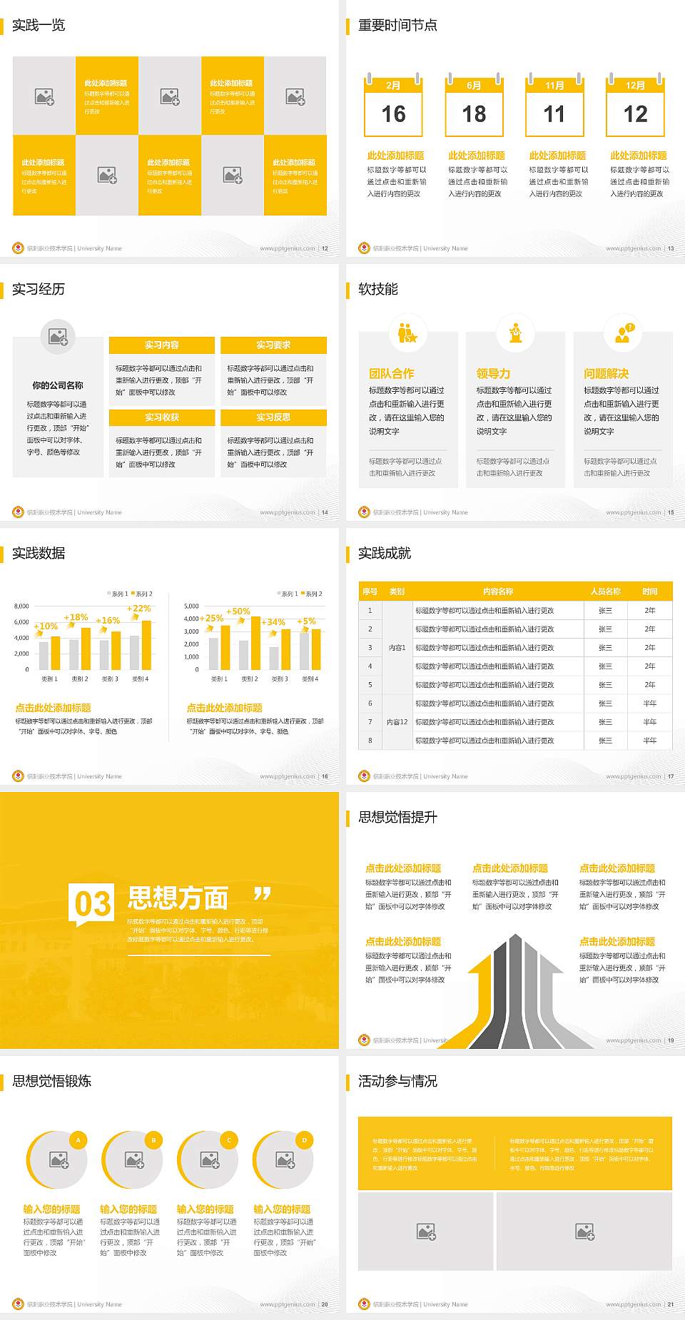 信阳职业技术学院专用国家奖学金答辩PPT模板4:3格式幻灯片预览图3