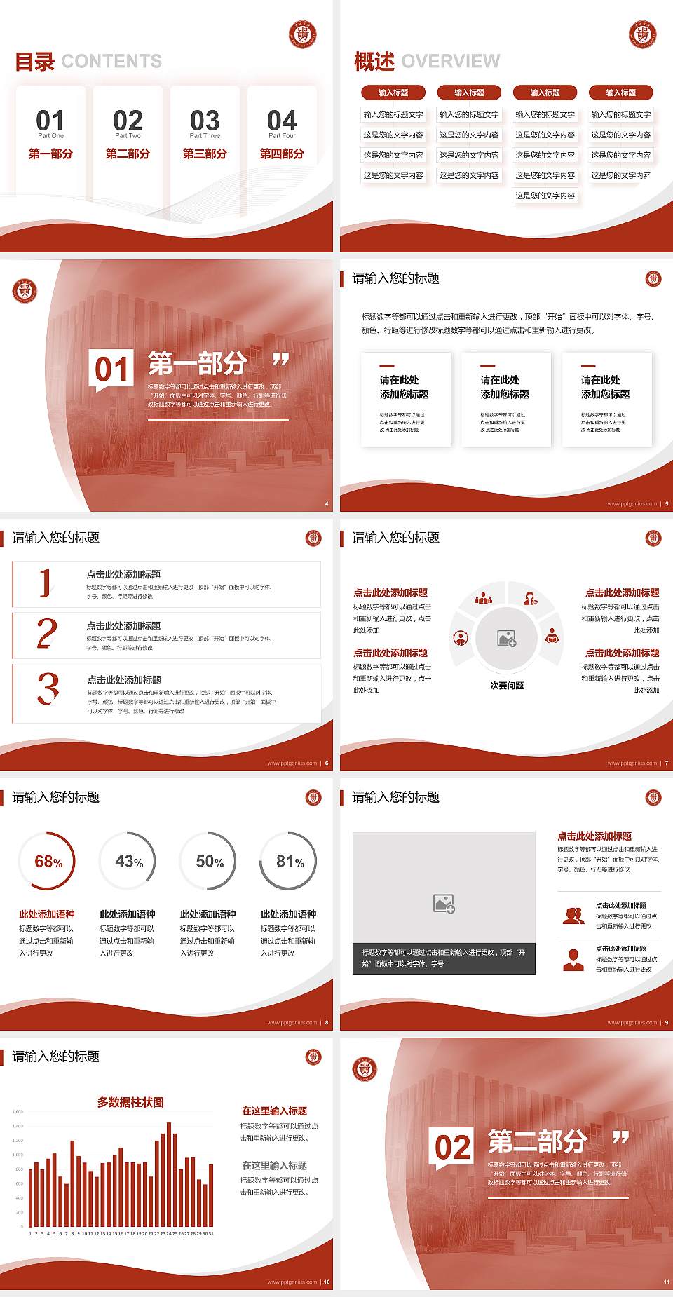 贵州大学专题讲座/学术交流会PPT模板下载4:3格式幻灯片预览图2