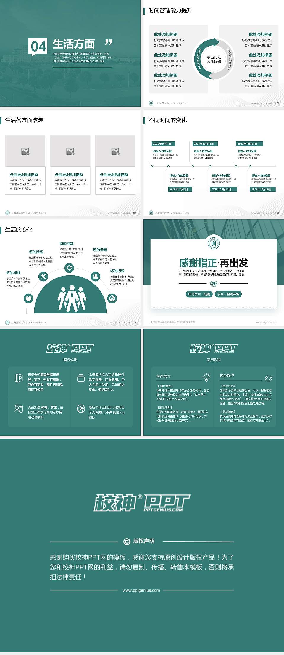 上海师范大学专用国家奖学金答辩PPT模板4:3格式幻灯片预览图4