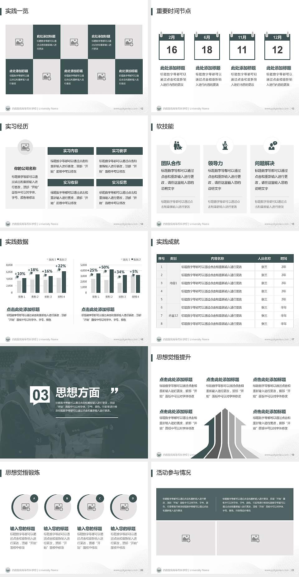 西藏警官高等专科学校专用国家奖学金答辩PPT模板4:3格式幻灯片预览图3
