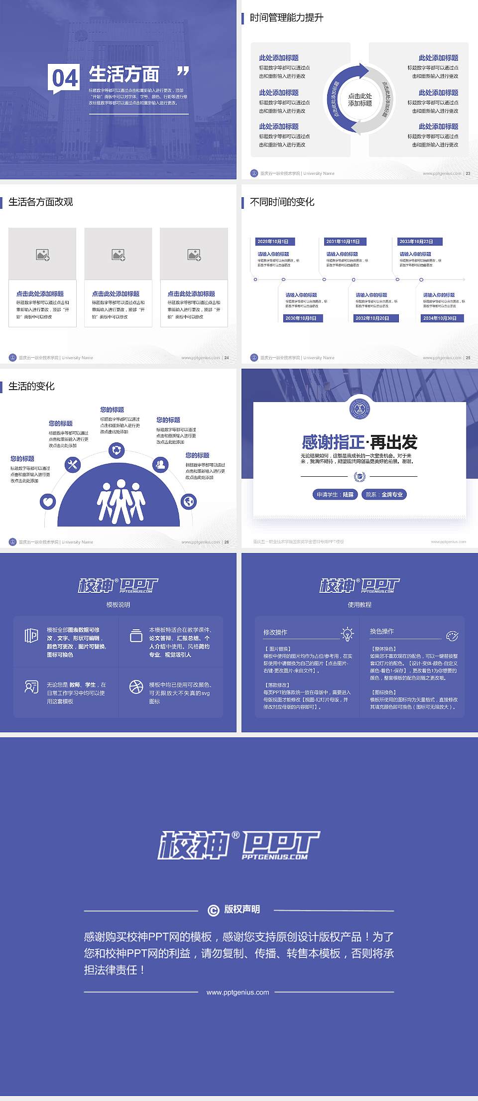 重庆五一职业技术学院专用国家奖学金答辩PPT模板4:3格式幻灯片预览图4