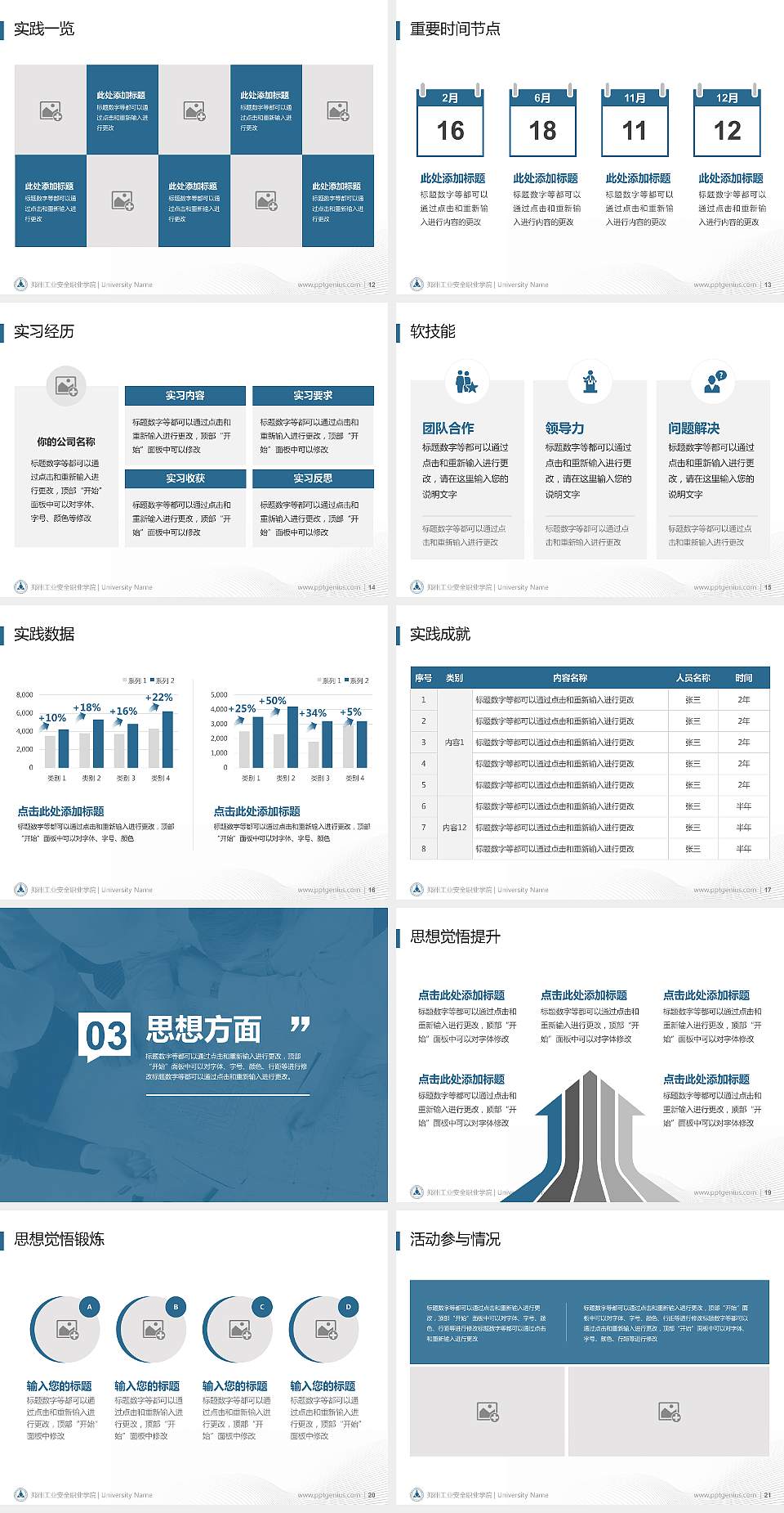 郑州工业安全职业学院专用国家奖学金答辩PPT模板4:3格式幻灯片预览图3