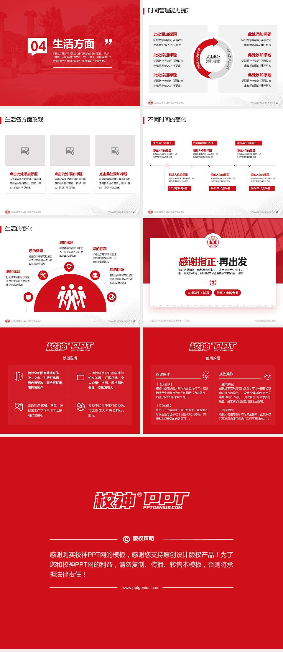 湖南大学专用国家奖学金答辩PPT模板4:3格式幻灯片预览图4