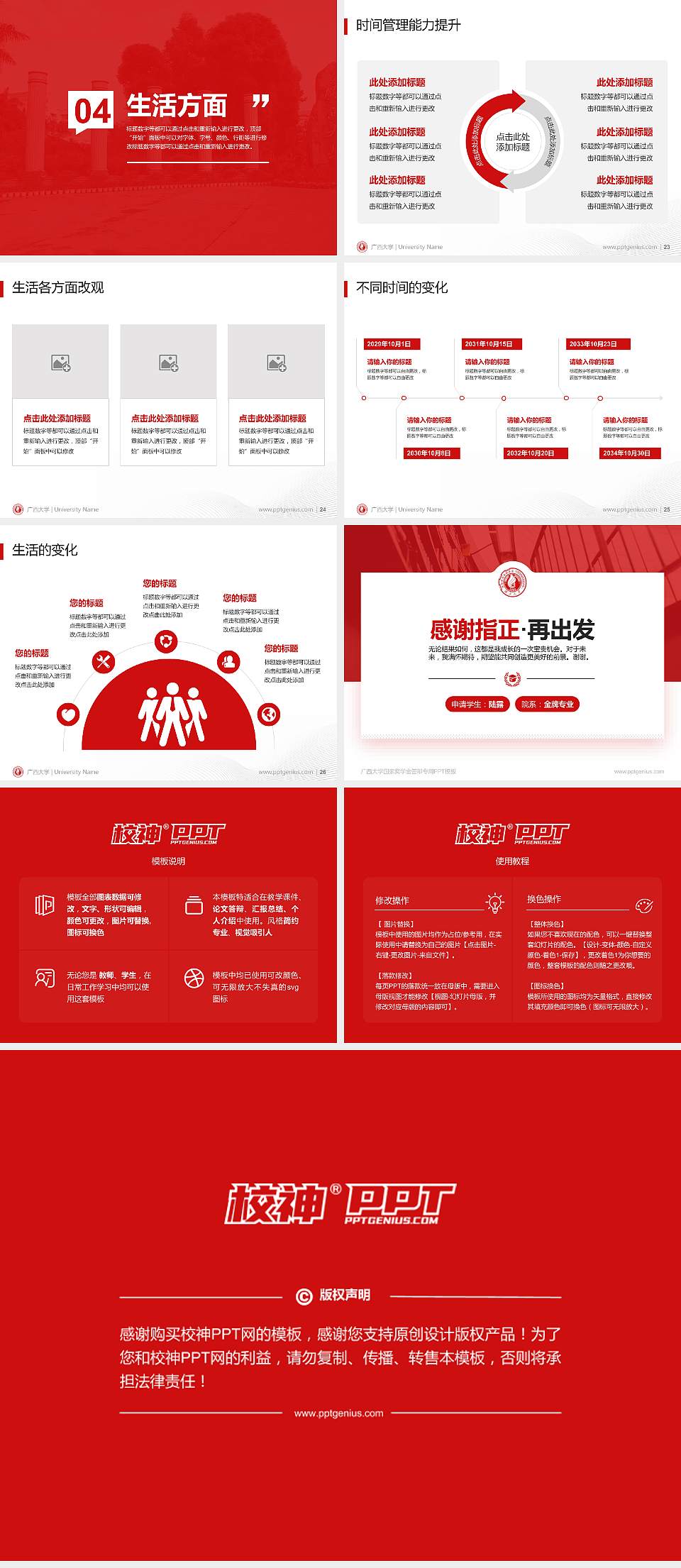 广西大学专用国家奖学金答辩PPT模板4:3格式幻灯片预览图4