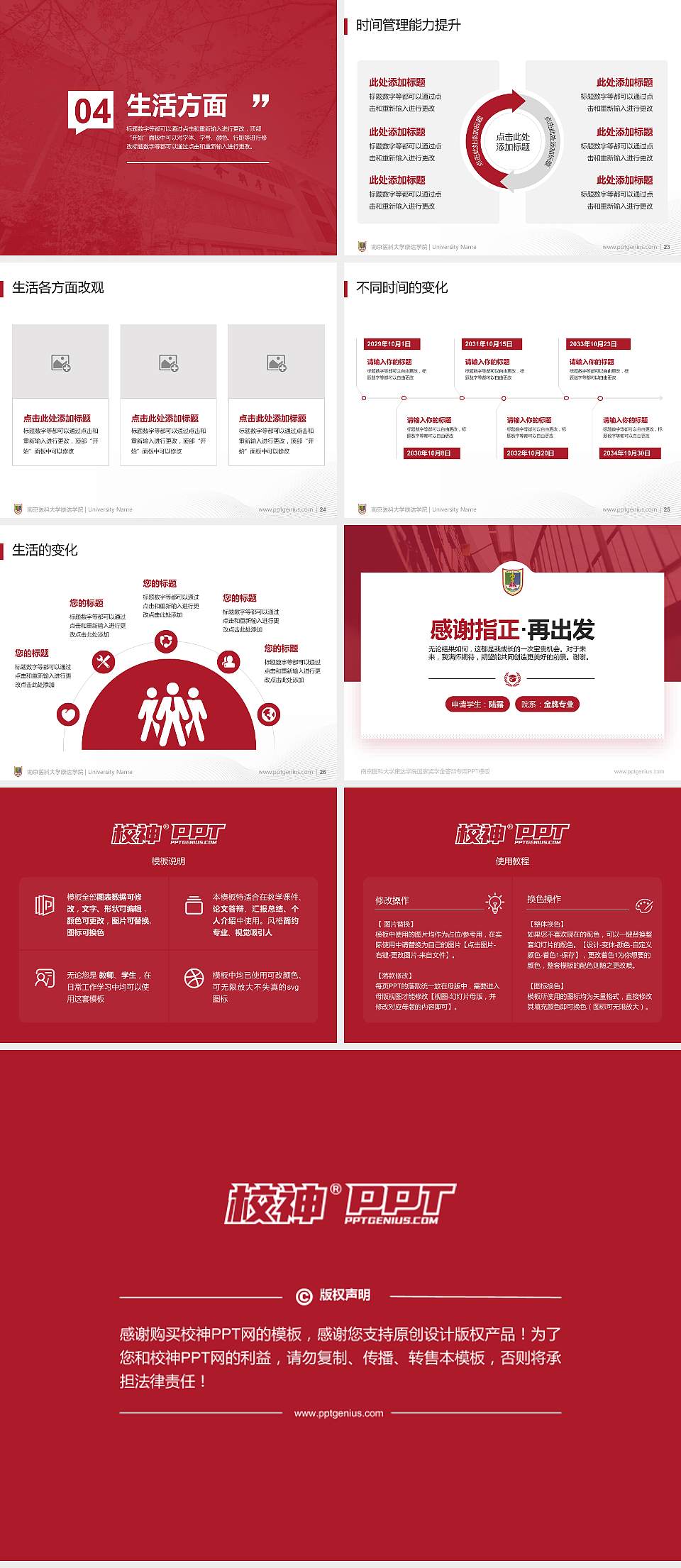 南京医科大学康达学院专用国家奖学金答辩PPT模板4:3格式幻灯片预览图4