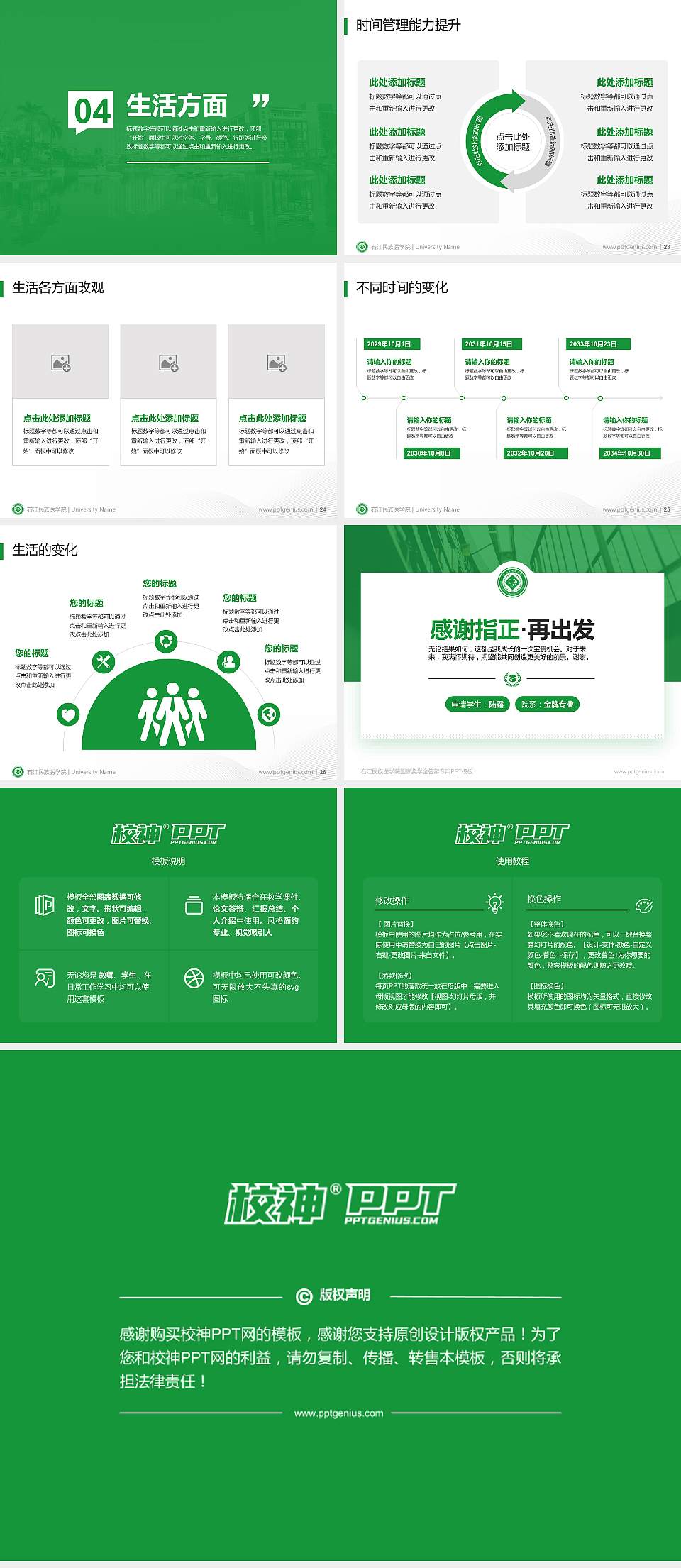 右江民族医学院专用国家奖学金答辩PPT模板4:3格式幻灯片预览图4