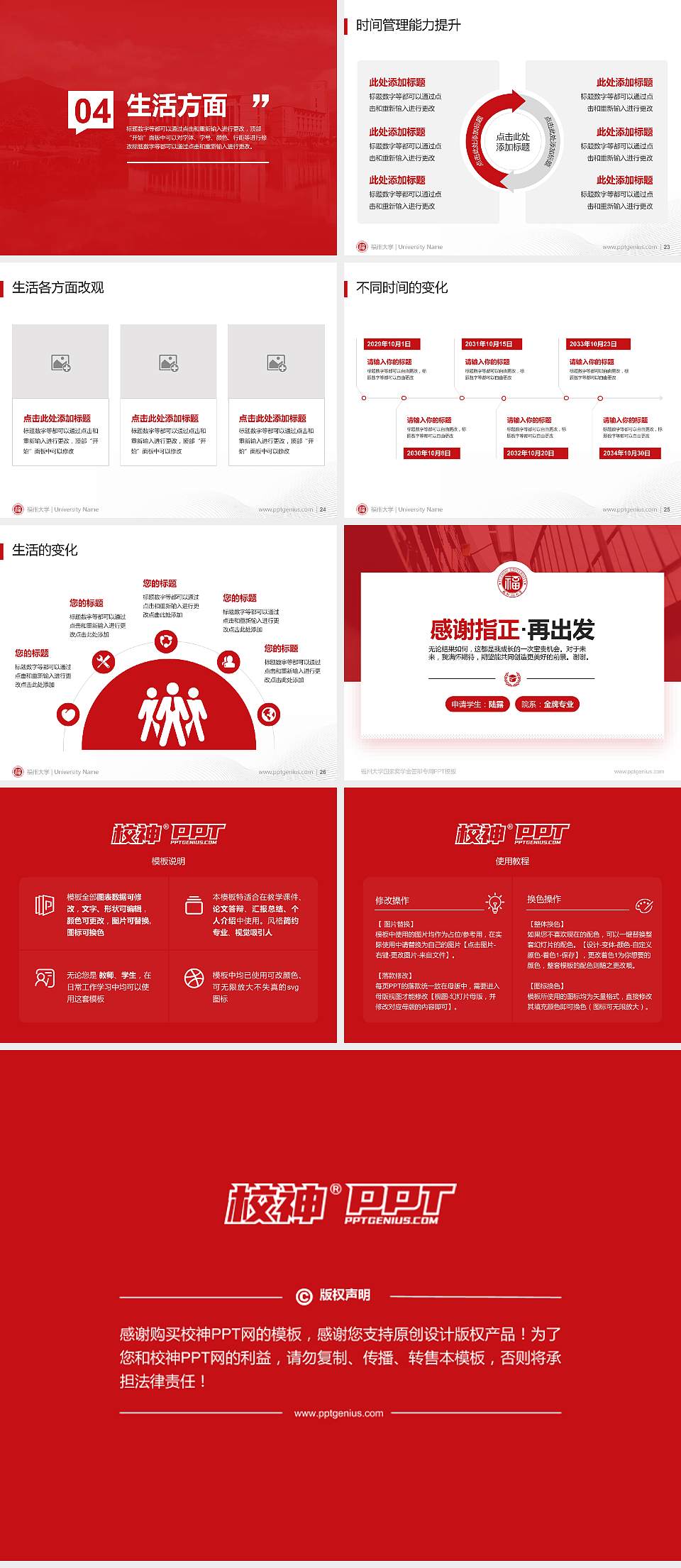 福州大学专用国家奖学金答辩PPT模板4:3格式幻灯片预览图4