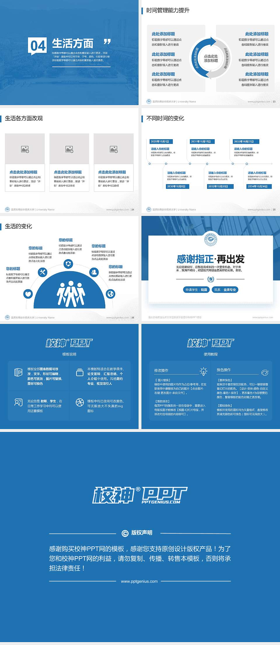 重庆机电职业技术大学专用国家奖学金答辩PPT模板4:3格式幻灯片预览图4