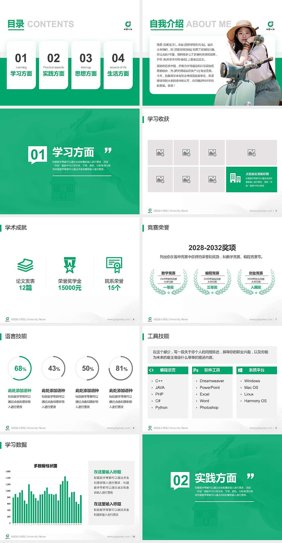 保险职业学院专用国家奖学金答辩PPT模板4:3格式幻灯片预览图2