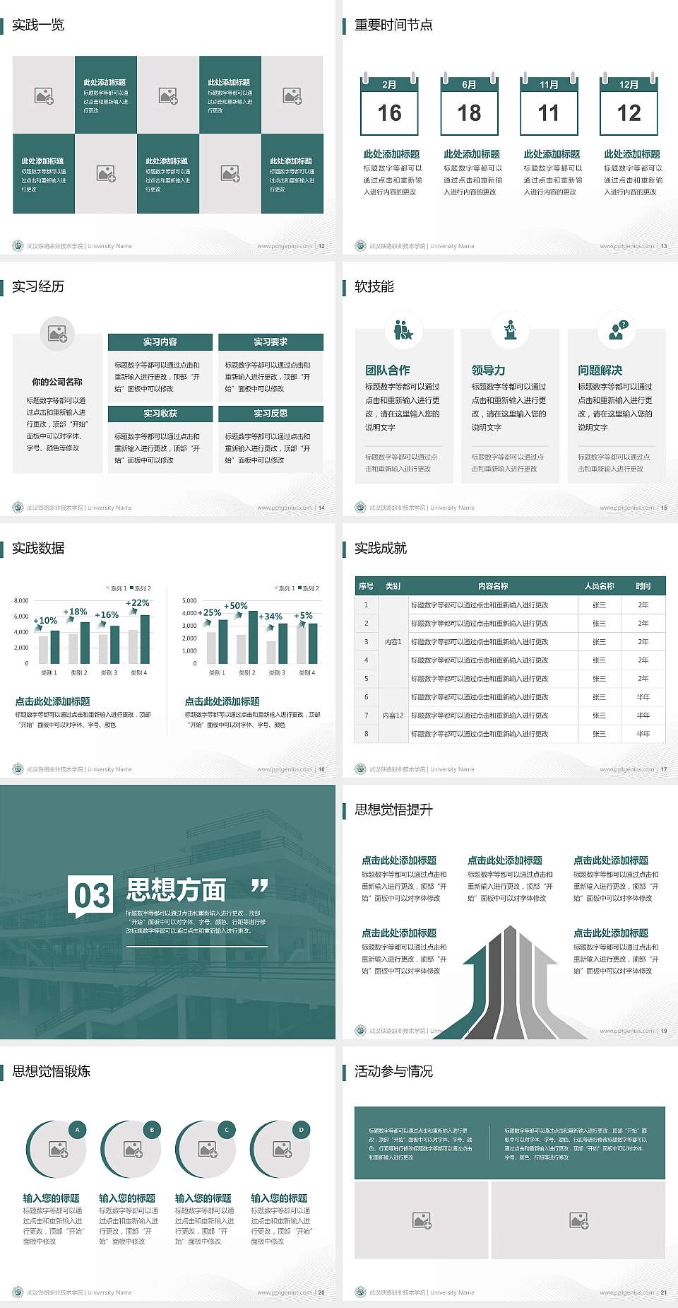 武汉铁路职业技术学院专用国家奖学金答辩PPT模板4:3格式幻灯片预览图3