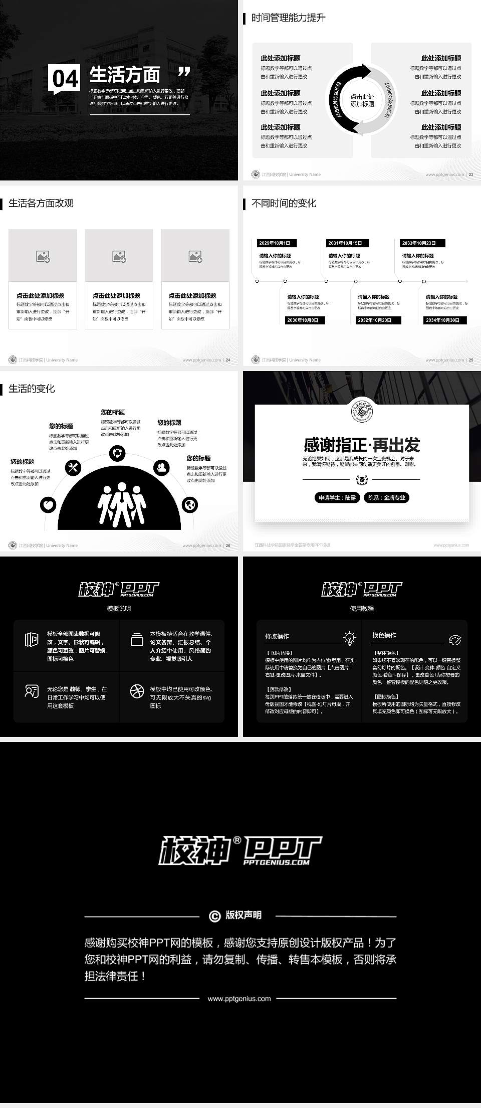 江西科技学院专用国家奖学金答辩PPT模板4:3格式幻灯片预览图4