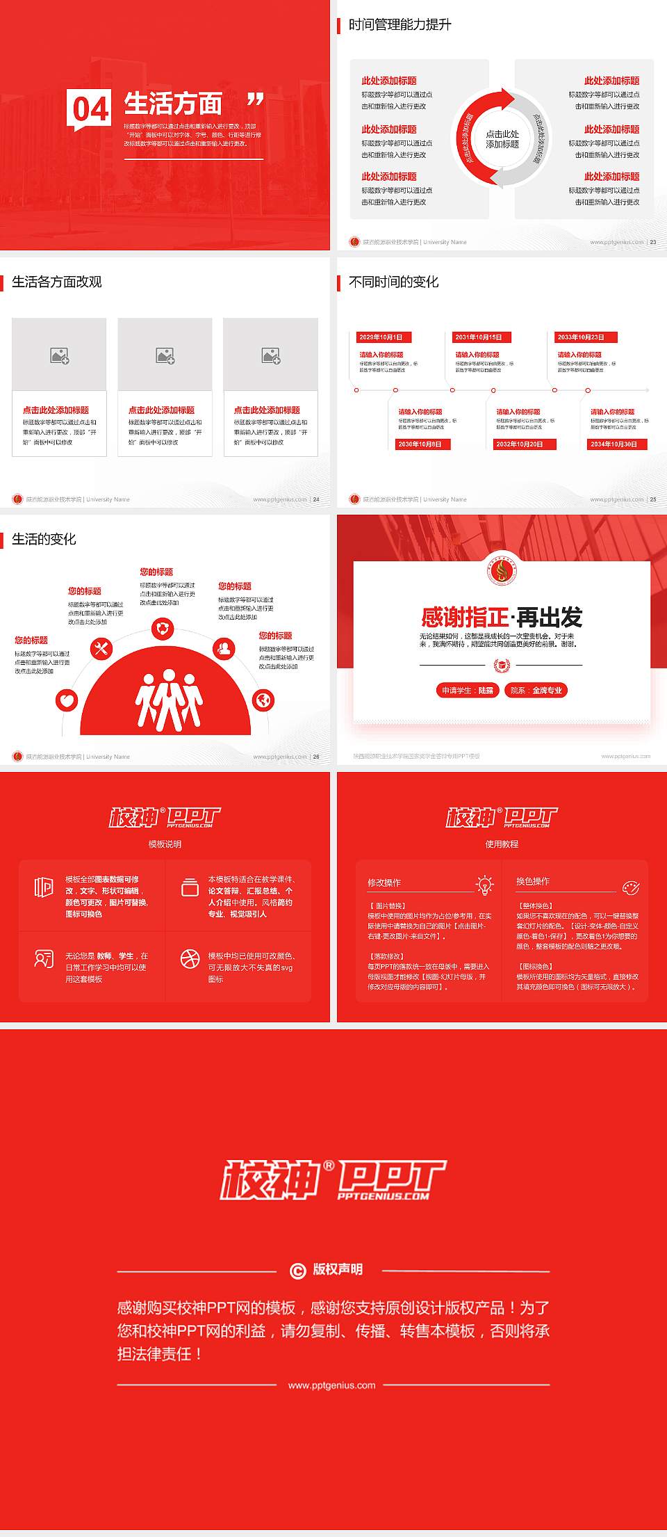 陕西能源职业技术学院专用国家奖学金答辩PPT模板4:3格式幻灯片预览图4