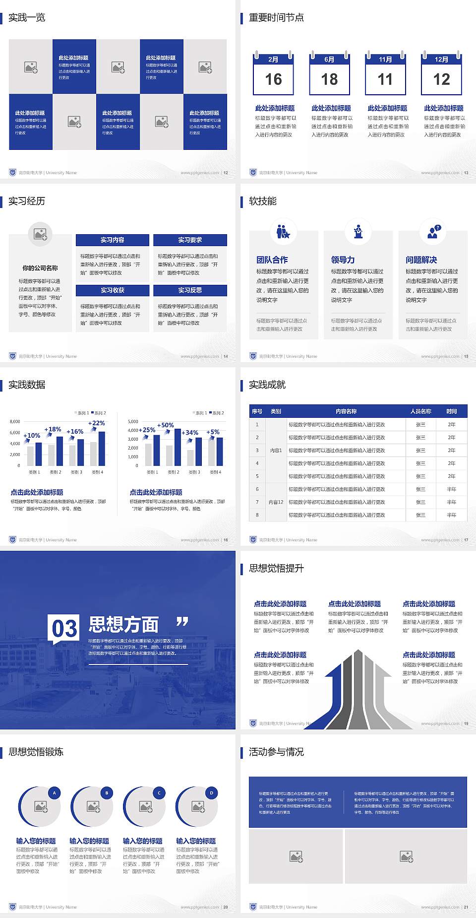 南京邮电大学专用国家奖学金答辩PPT模板4:3格式幻灯片预览图3