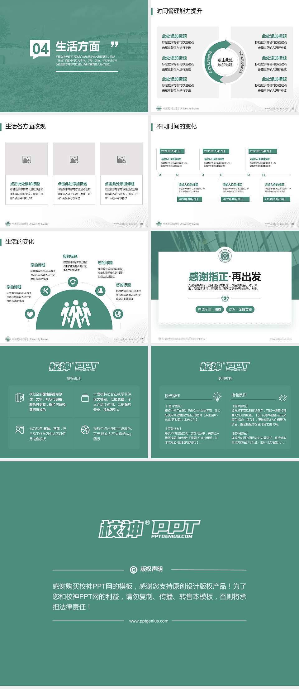 中国药科大学专用国家奖学金答辩PPT模板4:3格式幻灯片预览图4