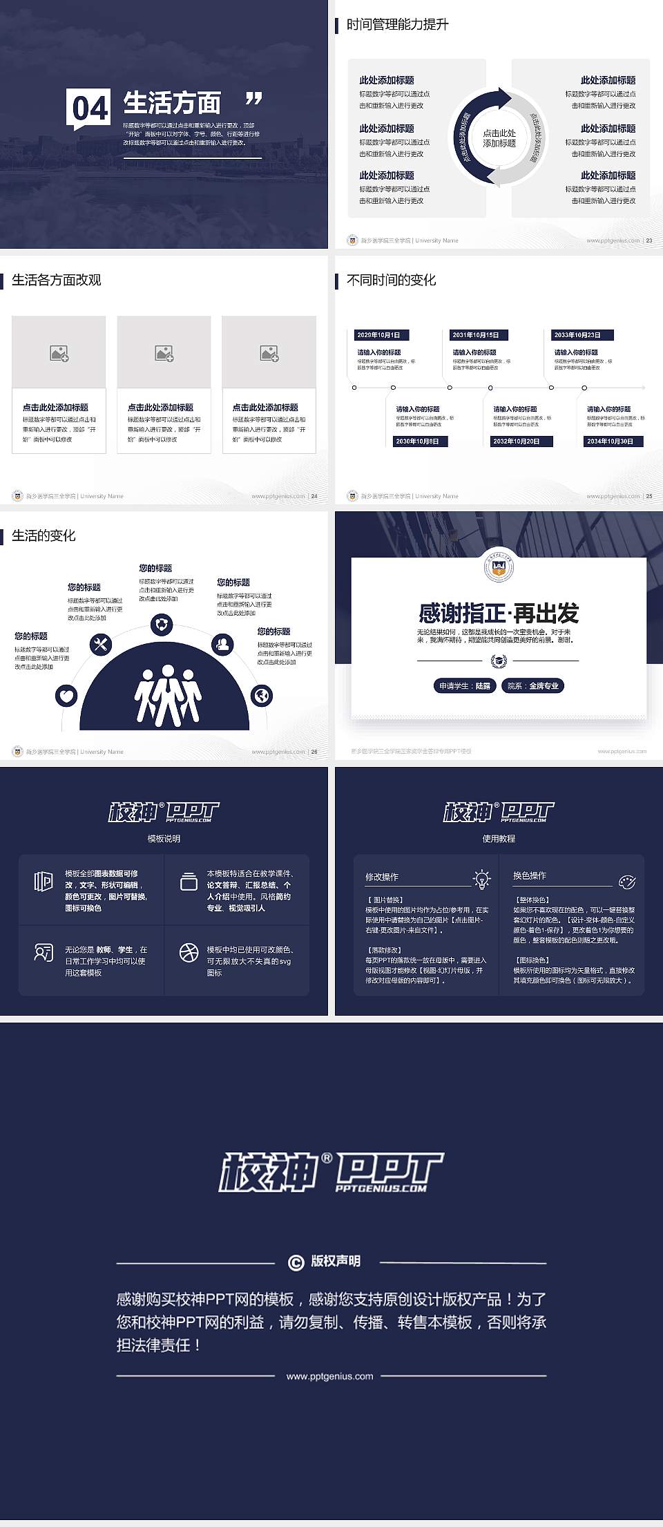 新乡医学院三全学院专用国家奖学金答辩PPT模板4:3格式幻灯片预览图4