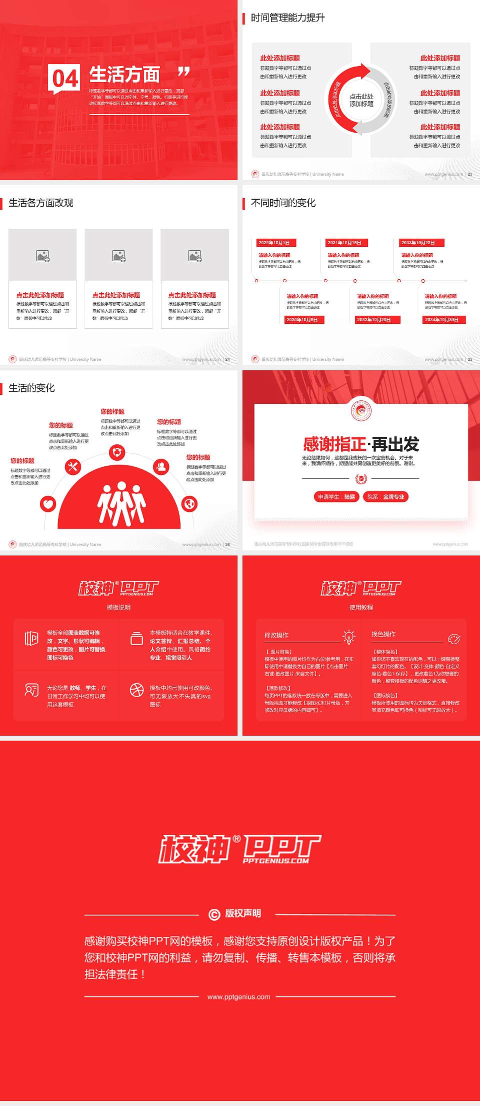 重庆幼儿师范高等专科学校专用国家奖学金答辩PPT模板4:3格式幻灯片预览图4