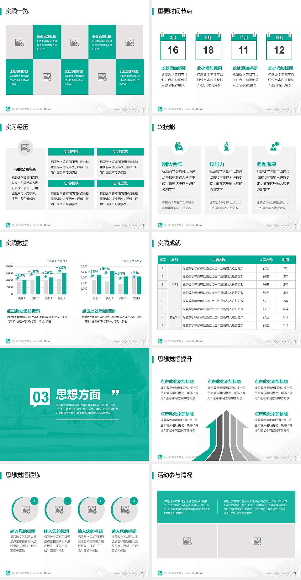 苏州市职业大学专用国家奖学金答辩PPT模板4:3格式幻灯片预览图3