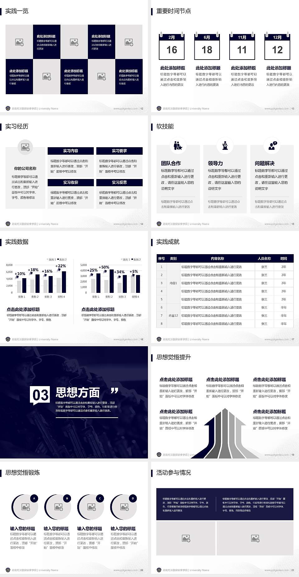 湖南司法警官职业学院专用国家奖学金答辩PPT模板4:3格式幻灯片预览图3