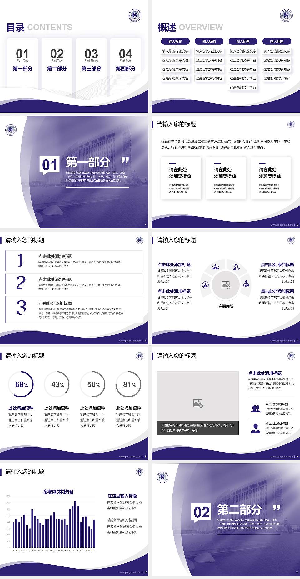 河南工业大学专题讲座/学术交流会PPT模板下载4:3格式幻灯片预览图2