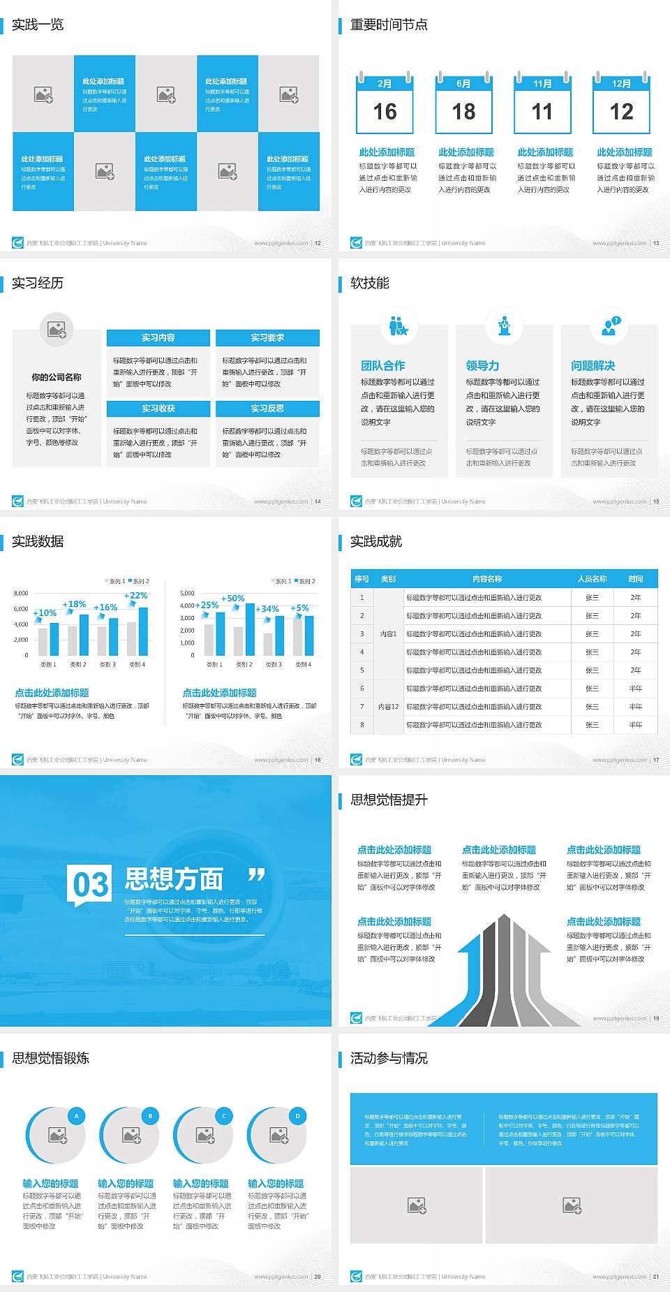 西安飞机工业公司职工工学院专用国家奖学金答辩PPT模板4:3格式幻灯片预览图3