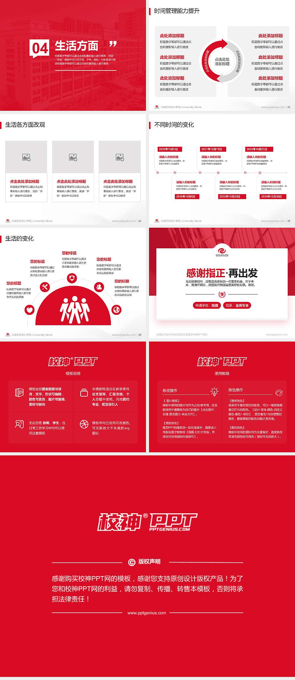 北海艺术设计学院专用国家奖学金答辩PPT模板4:3格式幻灯片预览图4