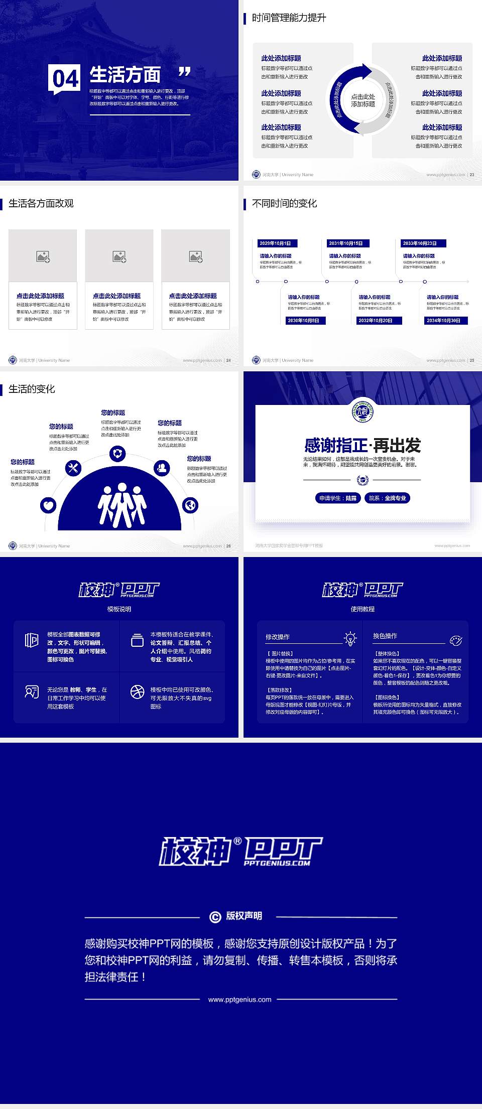 河南大学专用国家奖学金答辩PPT模板4:3格式幻灯片预览图4