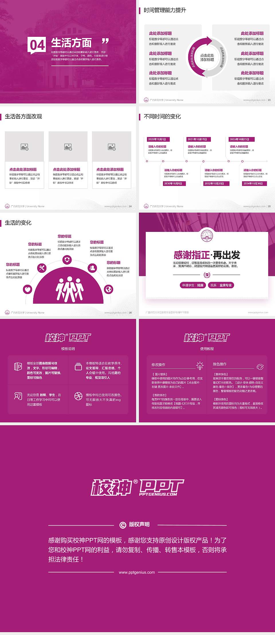 广西师范大学专用国家奖学金答辩PPT模板4:3格式幻灯片预览图4