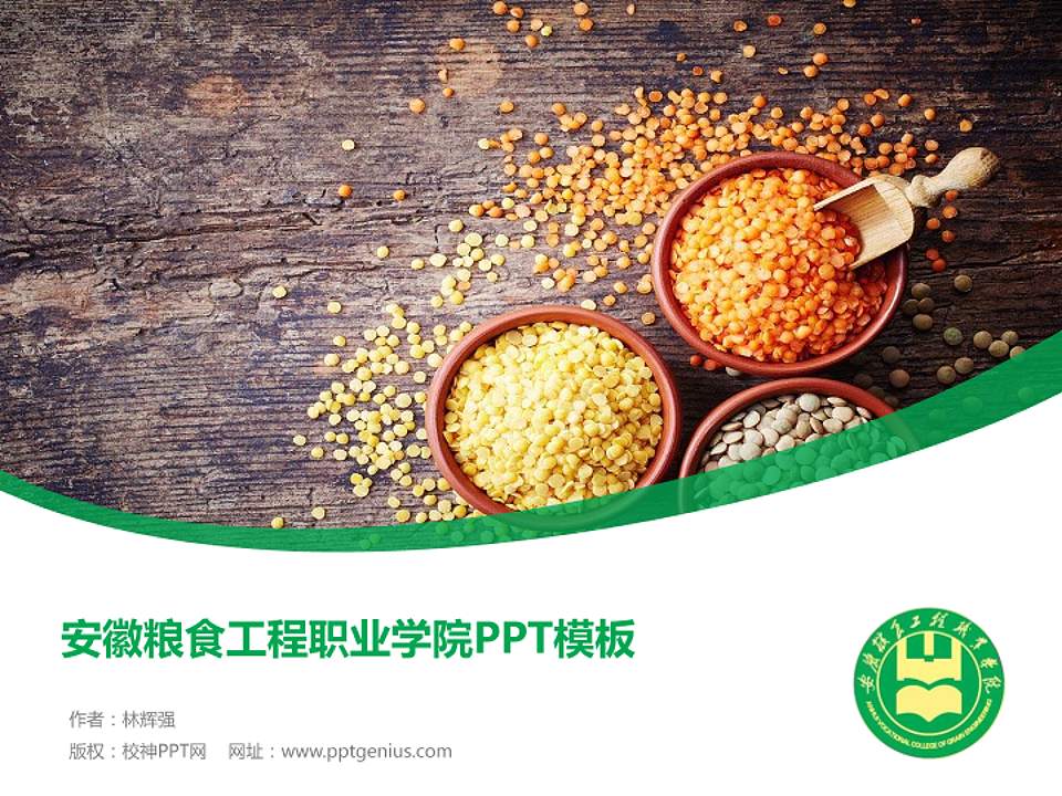 安徽粮食工程职业学院毕业论文答辩PPT模板下载4:3格式PPT封面效果预览图
