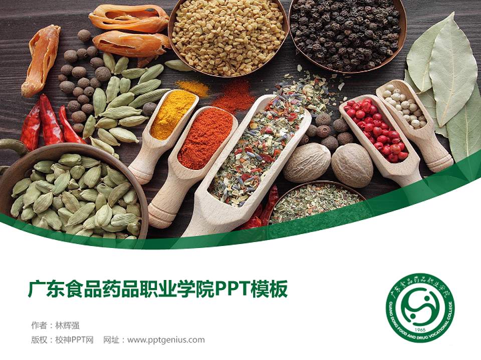 广东食品药品职业学院毕业论文答辩PPT模板下载4:3格式PPT封面效果预览图