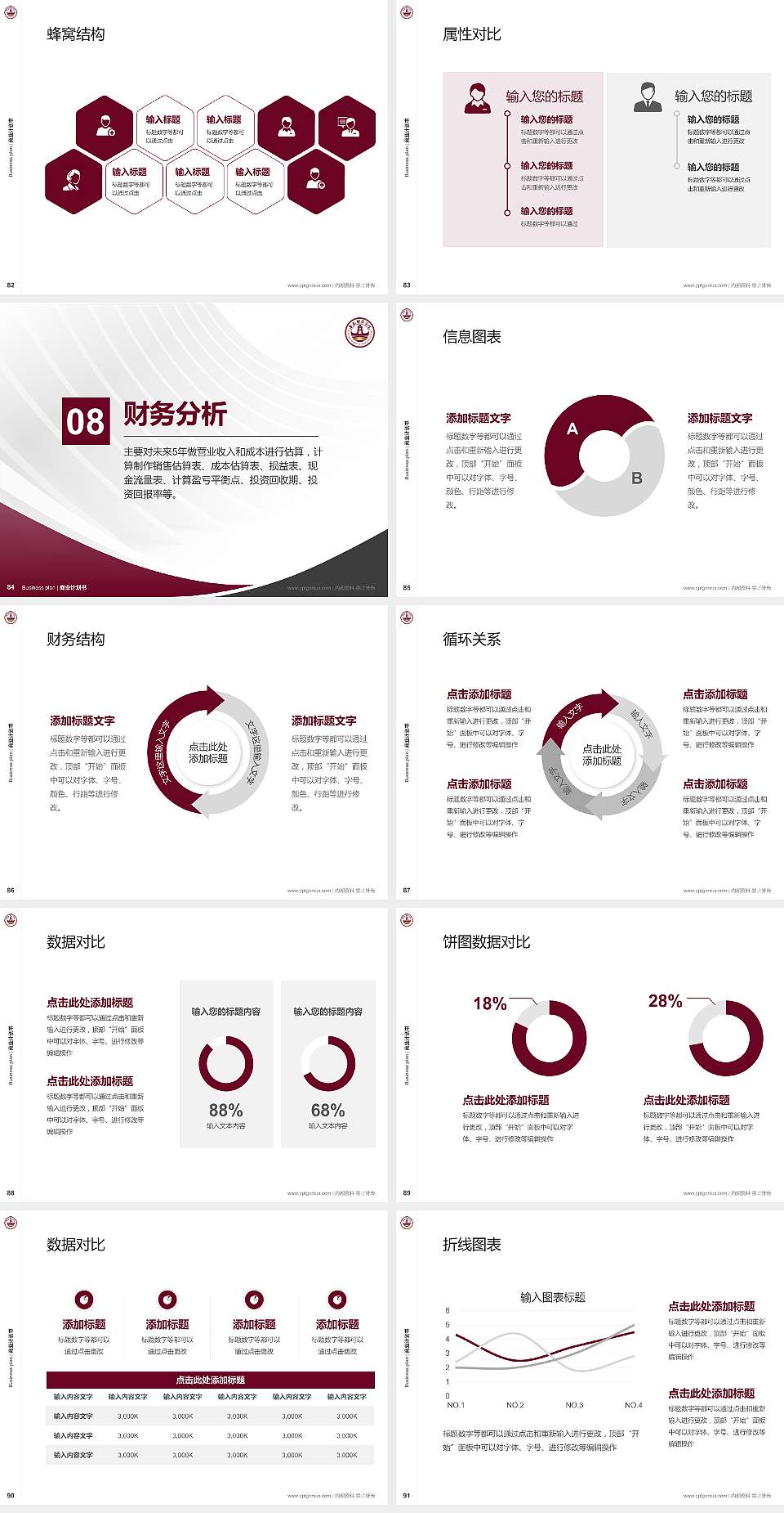 长春财经学院专用全国大学生互联网+创新创业大赛计划书/路演/网评PPT模板4:3格式幻灯片预览图10