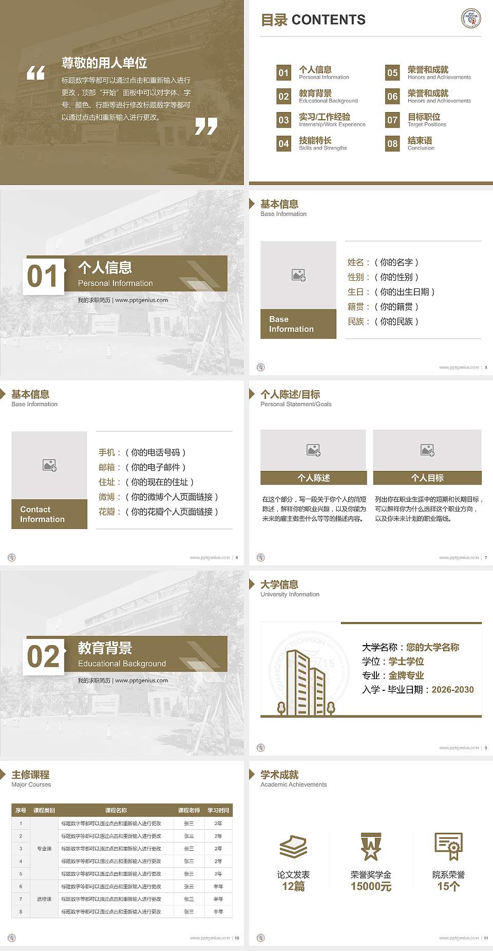 广东以色列理工学院教师/学生通用个人简历PPT模板下载4:3格式幻灯片预览图2