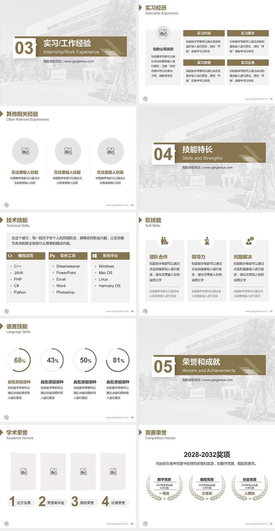 广东以色列理工学院教师/学生通用个人简历PPT模板下载4:3格式幻灯片预览图3