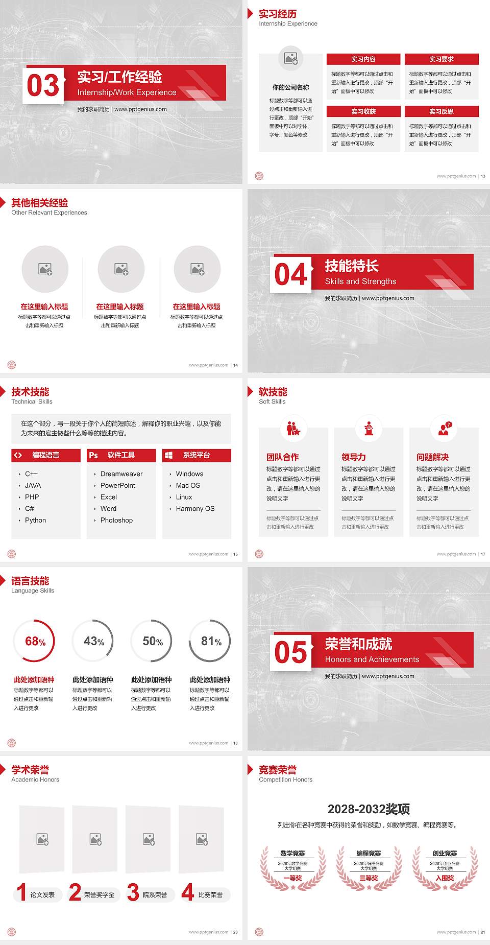 合肥信息技术职业学院教师/学生通用个人简历PPT模板下载4:3格式幻灯片预览图3
