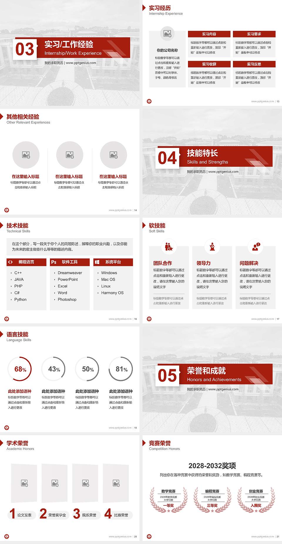眉山药科职业学院教师/学生通用个人简历PPT模板下载4:3格式幻灯片预览图3
