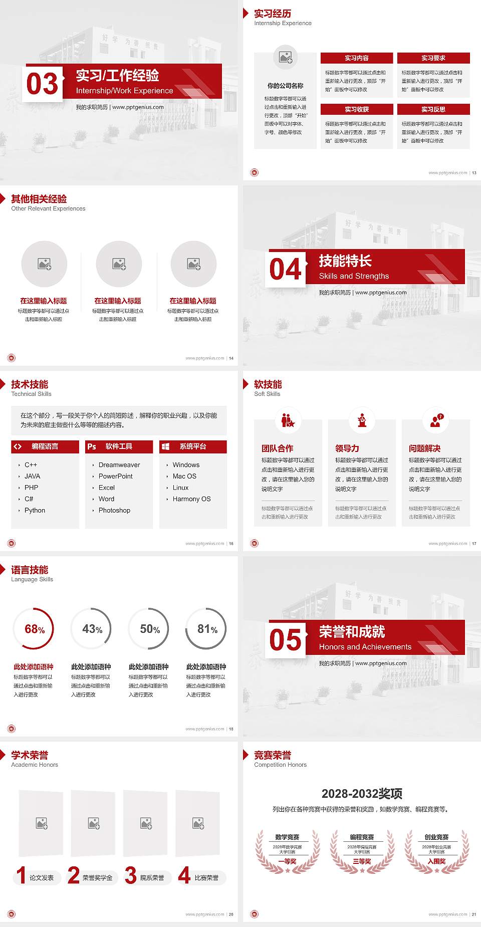 江西泰豪动漫职业学院教师/学生通用个人简历PPT模板下载4:3格式幻灯片预览图3