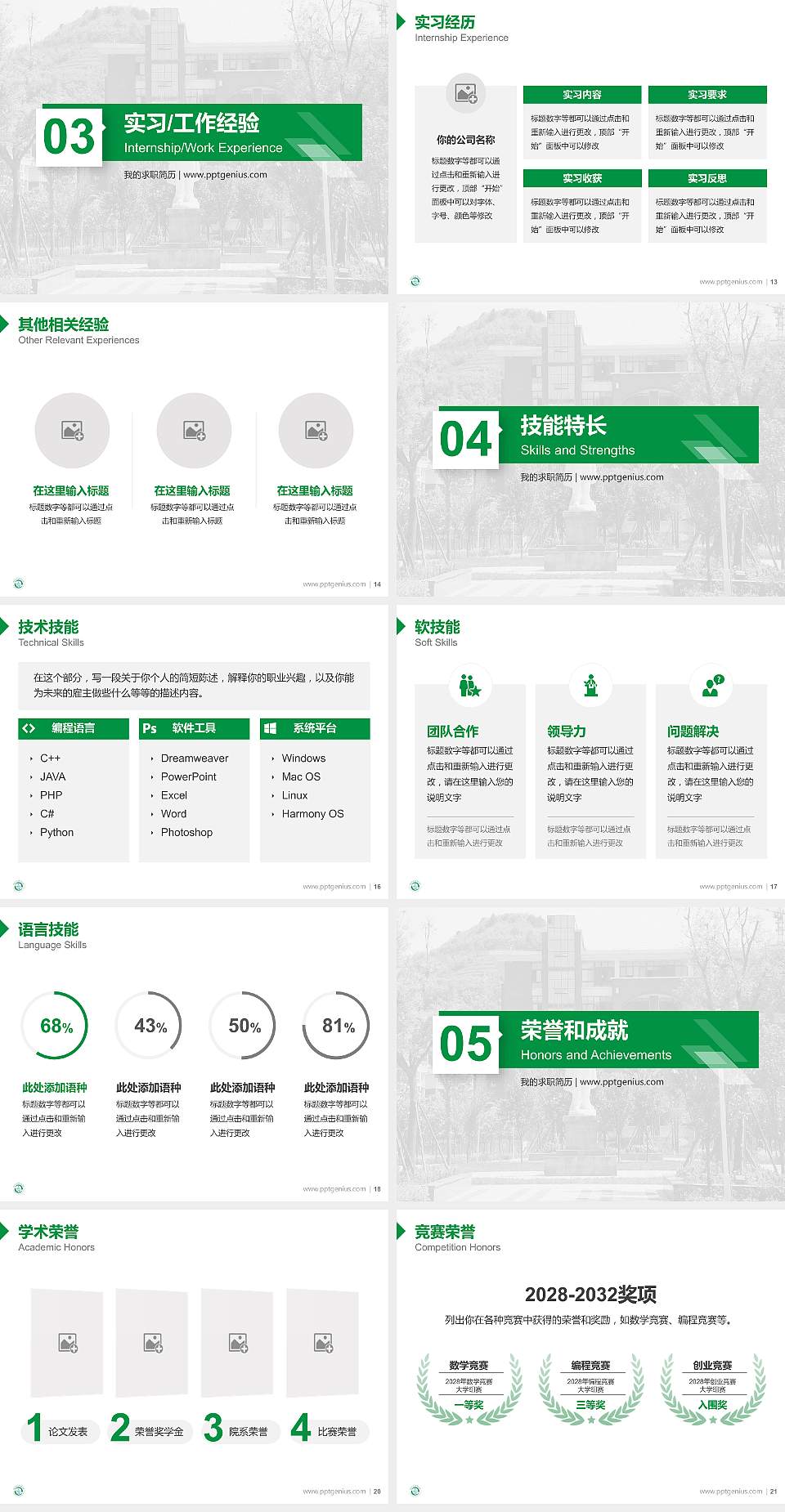 遵义医药高等专科学校教师/学生通用个人简历PPT模板下载4:3格式幻灯片预览图3