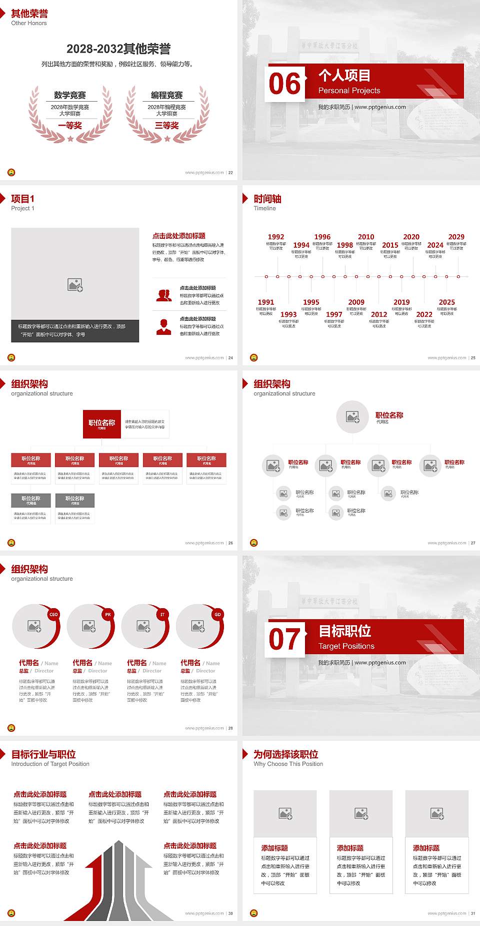 中国人民解放军陆军步兵学院教师/学生通用个人简历PPT模板下载4:3格式幻灯片预览图4