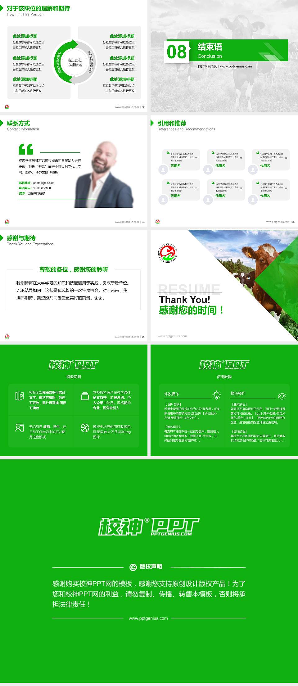 山东畜牧兽医职业学院教师/学生通用个人简历PPT模板下载4:3格式幻灯片预览图5