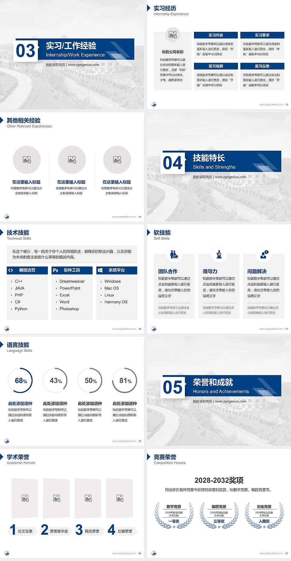 南海东软信息技术职业学院教师/学生通用个人简历PPT模板下载4:3格式幻灯片预览图3